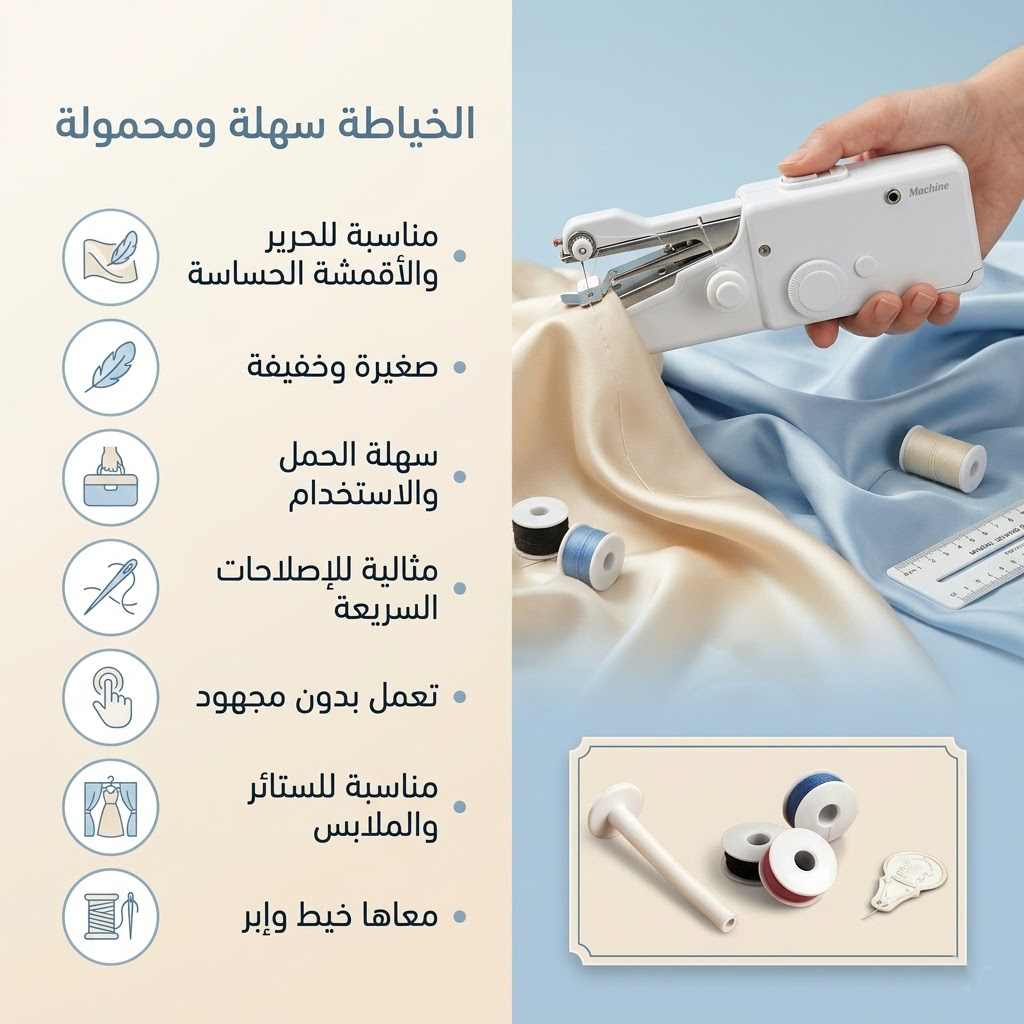 ماكينة خياطة يدوية محمولة صغيرة- منزلية خفيفة للإصلاحات السر - Image 2