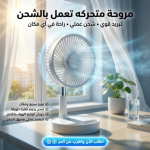• مروحة متحركه تعمل بالشحن