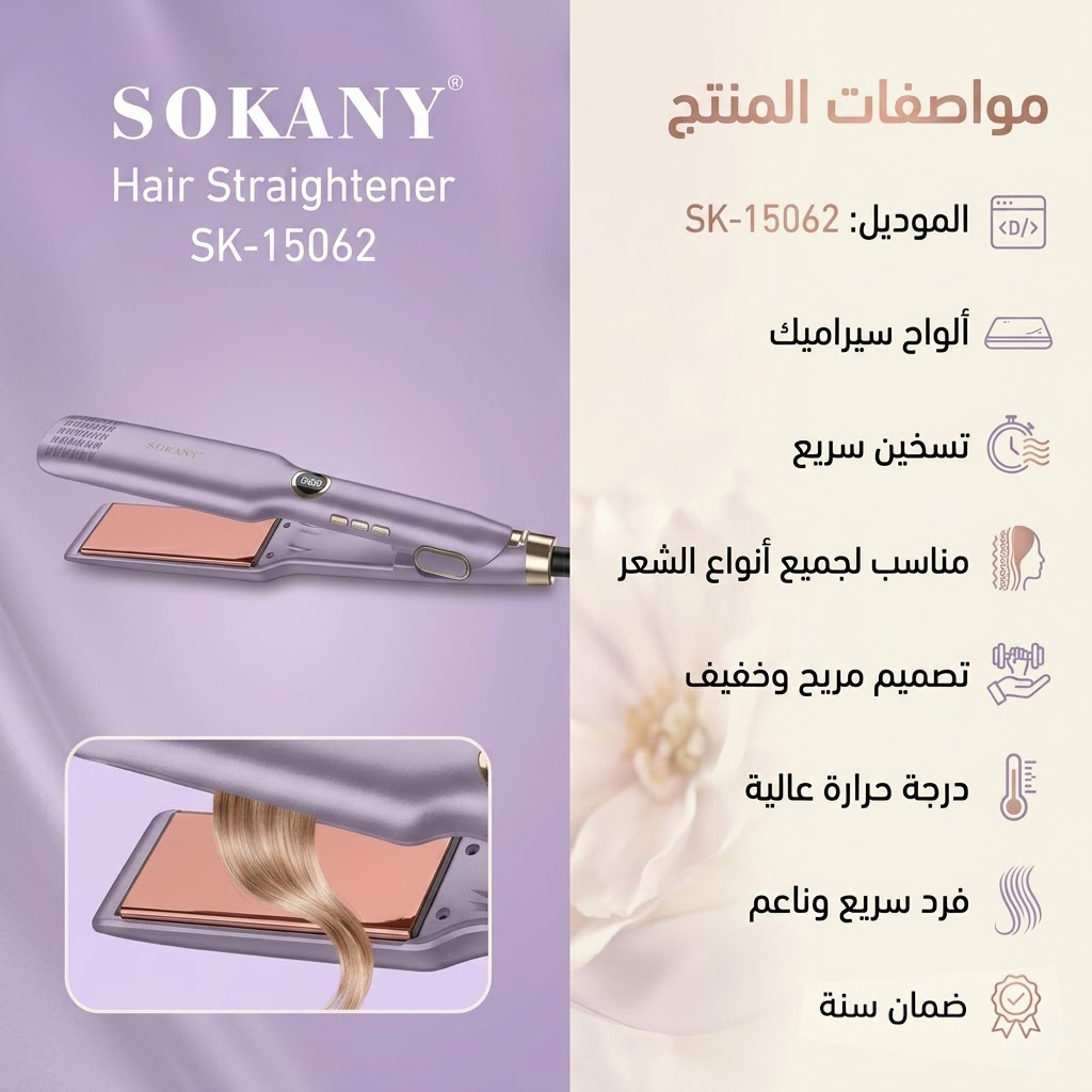 مكواة شعر 15062-SK بضمان سنة - Image 4