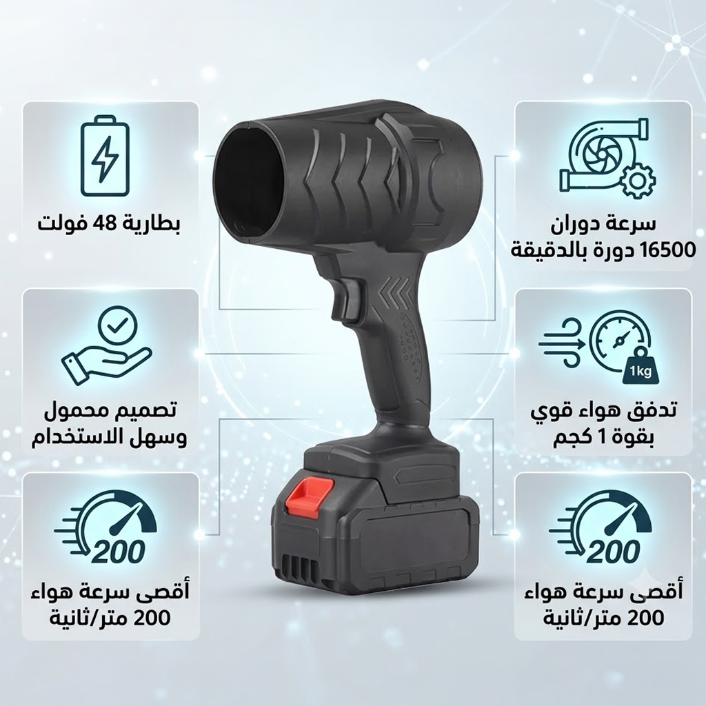 منفاخ هواء لاسلكي محمول بتوربين عالي الطاقة لتنظيف الغبار - Image 3
